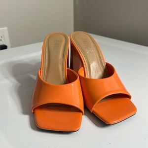 Orange platform heel